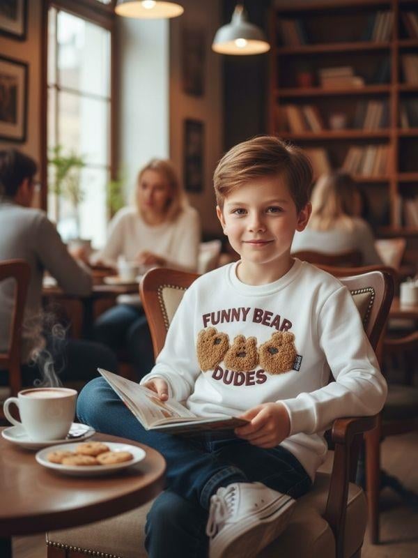 Erkek Çocuk Peluş Ayıcık İşlemeli Sweatshirt