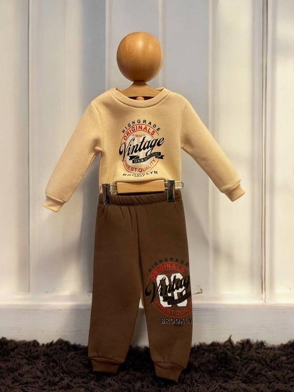 Erkek Çocuk Şardonlu 3 İplik Eşofman Takım