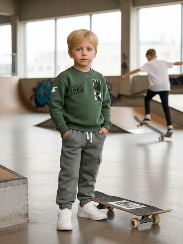 Erkek Çocuk Şardonlu Baskılı Eşofman Takım