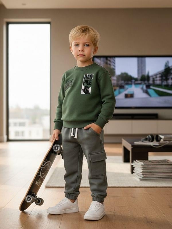 Erkek Çocuk Şardonlu Baskılı Eşofman Takım