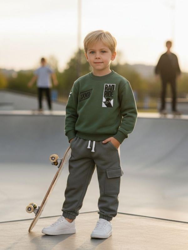 Erkek Çocuk Şardonlu Baskılı Eşofman Takım