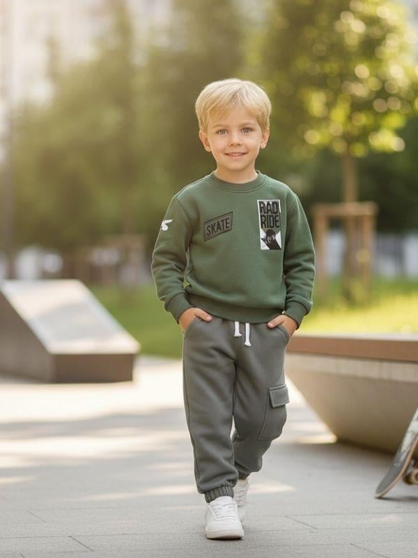 Erkek Çocuk Şardonlu Baskılı Eşofman Takım