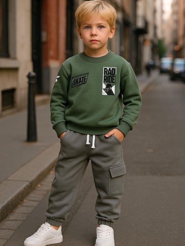 Erkek Çocuk Şardonlu Baskılı Eşofman Takım