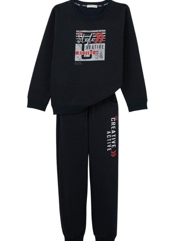 Erkek Çocuk Şardonlu Beli Paçası Lastikli Active Yazılı Eşofman Takım
