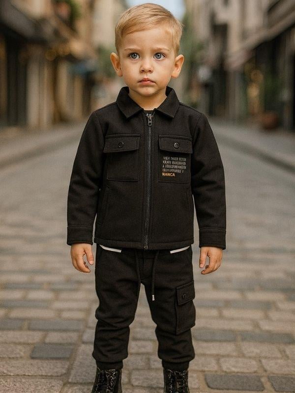 Erkek Çocuk Scuba Kumaş İçi Şardonlu Beli Paçası Lastikli Kargo Pantolon