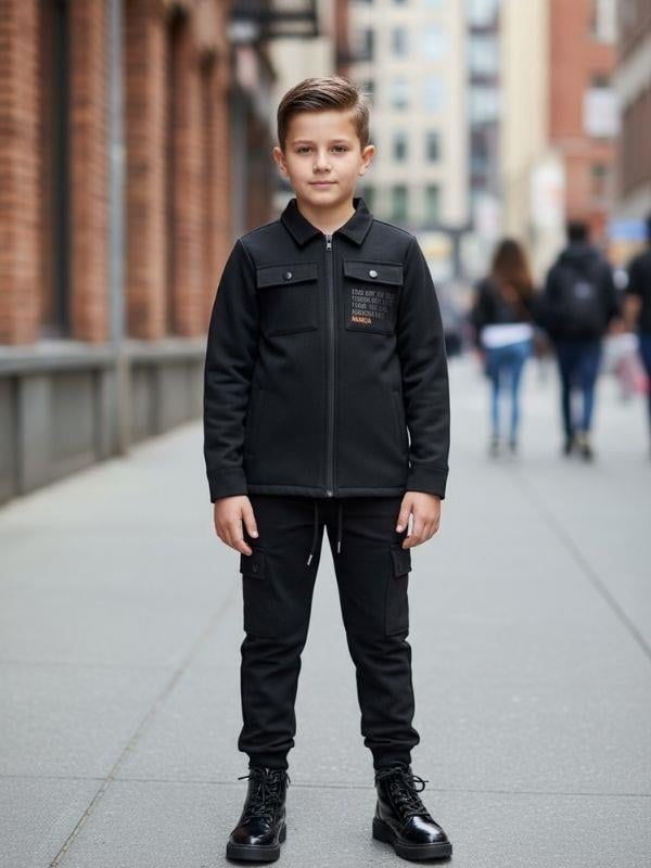 Erkek Çocuk Scuba Kumaş İçi Şardonlu Beli Paçası Lastikli Kargo Pantolon