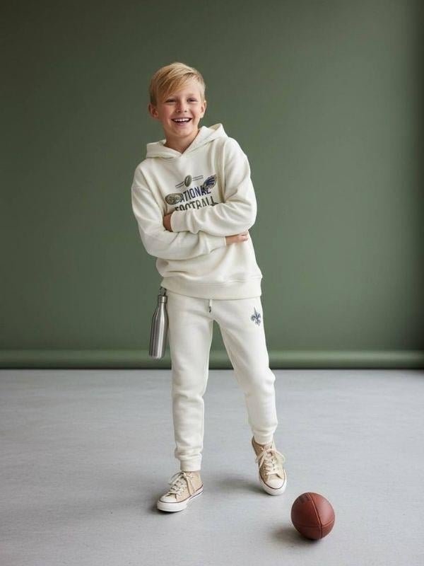 Erkek Çocuk Sırt Baskılı Football League Yazılı Kapüşonlu Sweatshirt