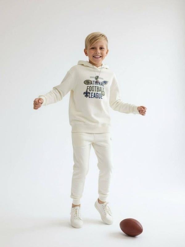 Erkek Çocuk Sırt Baskılı Football League Yazılı Kapüşonlu Sweatshirt