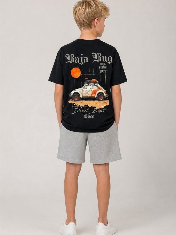 Erkek Çocuk Sırt Baskılı Oversize Tasarım T-shirt