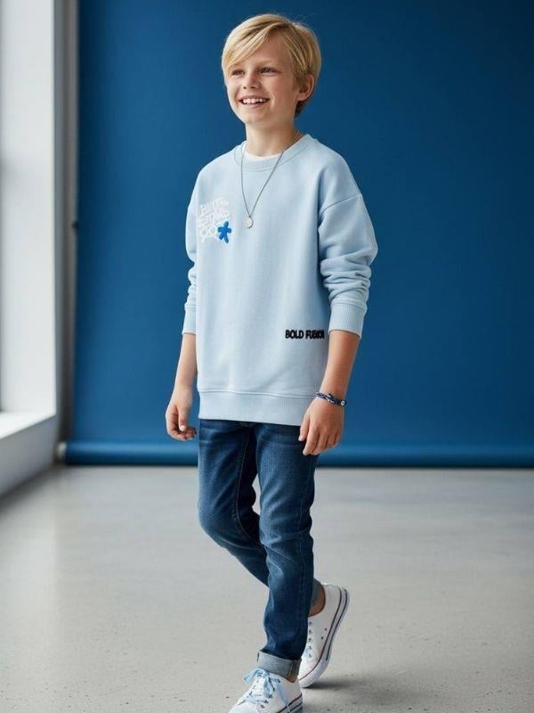 Erkek Çocuk Sırt Baskılı Tasarım Sweatshirt