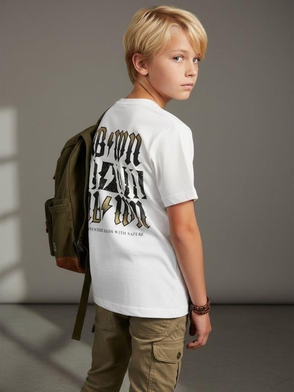 Erkek Çocuk Sırt Baskılı Tasarım T-shirt