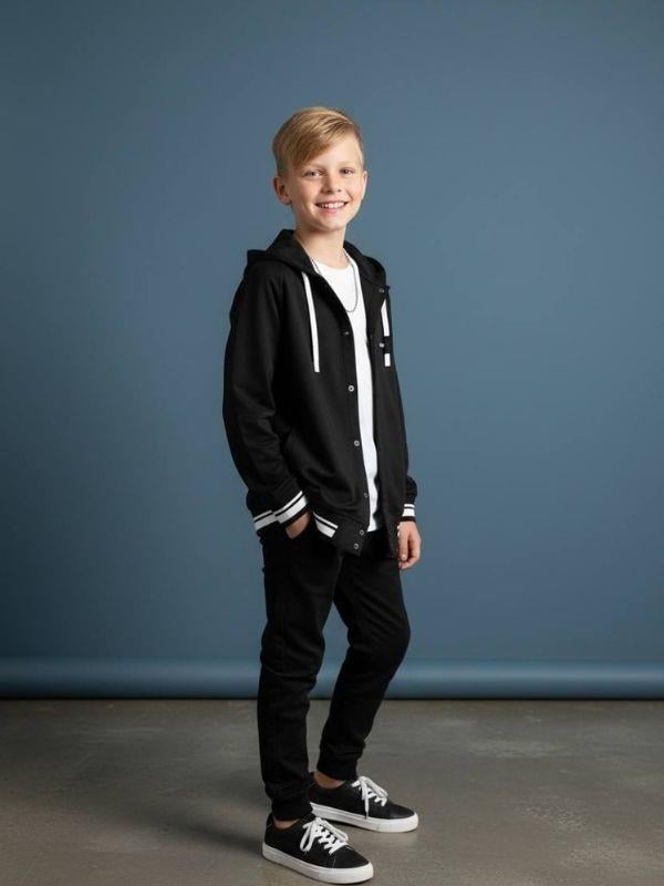 Erkek Çocuk T-shirt ve Kapüşonlu Sweatshirt İkili Set