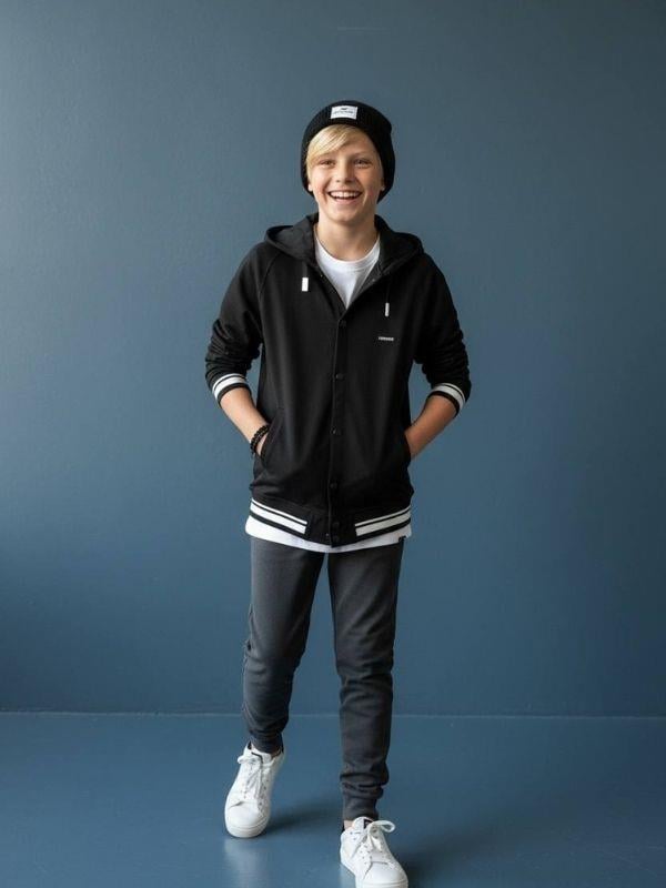 Erkek Çocuk T-shirt ve Kapüşonlu Sweatshirt İkili Set