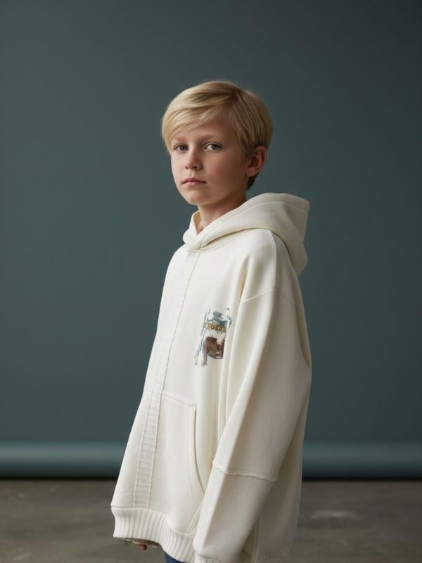 Erkek Çocuk Triko Detaylı Sırt Baskılı Tasarım Sweatshirt