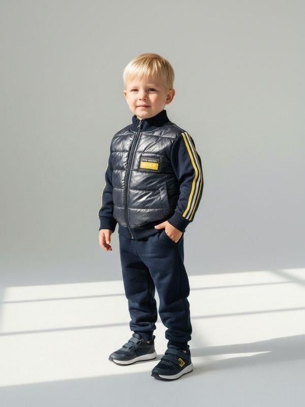 Erkek Çocuk Uzun Kollu T-shirt Montlu Üçlü Eşofman Takımı