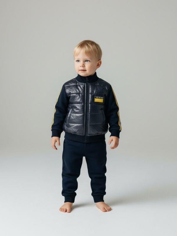 Erkek Çocuk Uzun Kollu T-shirt Montlu Üçlü Eşofman Takımı