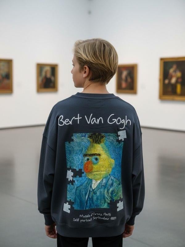 Erkek Çocuk Van Gogh Baskılı Tasarım Sweatshirt