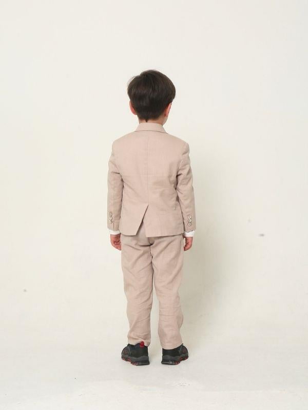 Erkek Çocuk Yaka Mendil Detaylı 3lü Keten Pantolonlu Takım