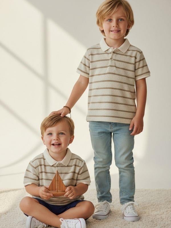 Erkek Çocuk Yakalı Yarım Kollu Düğmeli Triko T-shirt