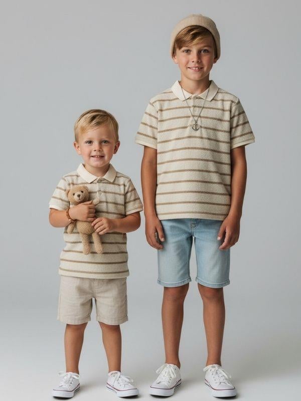 Erkek Çocuk Yakalı Yarım Kollu Düğmeli Triko T-shirt