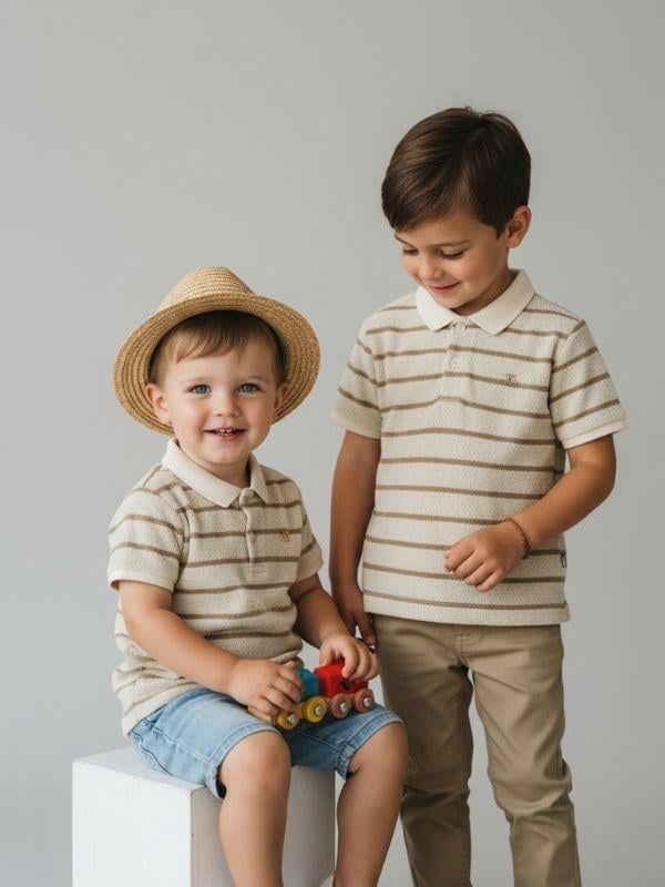 Erkek Çocuk Yakalı Yarım Kollu Düğmeli Triko T-shirt