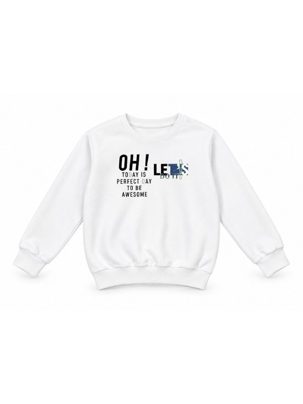 Erkek Çocuk Yazı Baskılı Bisiklet Yaka Sweatshirt