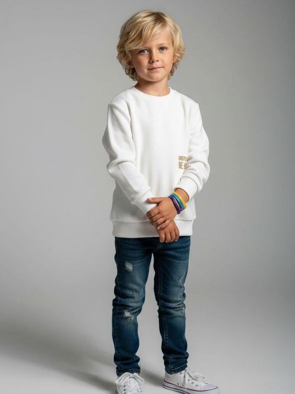 Erkek Çocuk Yazı Detaylı Triko Kazak