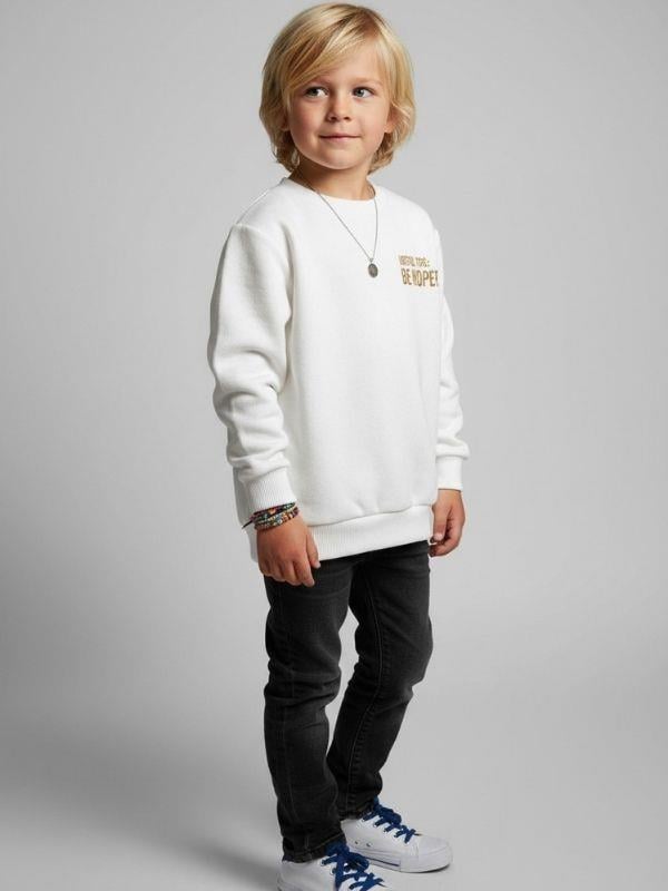 Erkek Çocuk Yazı Detaylı Triko Kazak