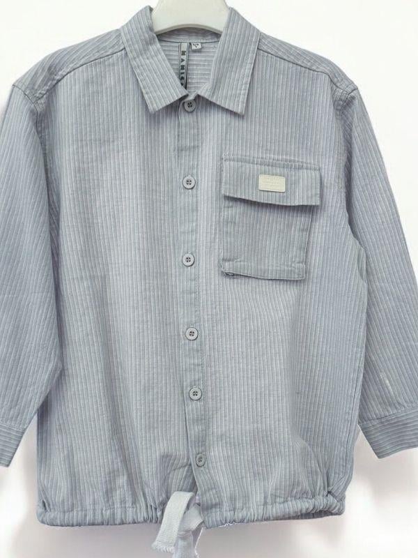 Erkek Çocuk Yazlık Çizgili Cep Detaylı Gömlek