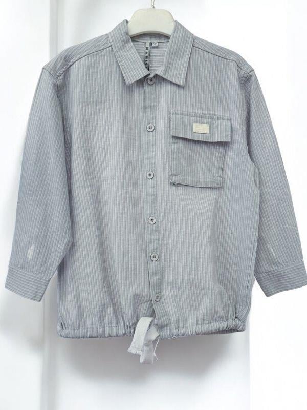 Erkek Çocuk Yazlık Çizgili Cep Detaylı Gömlek