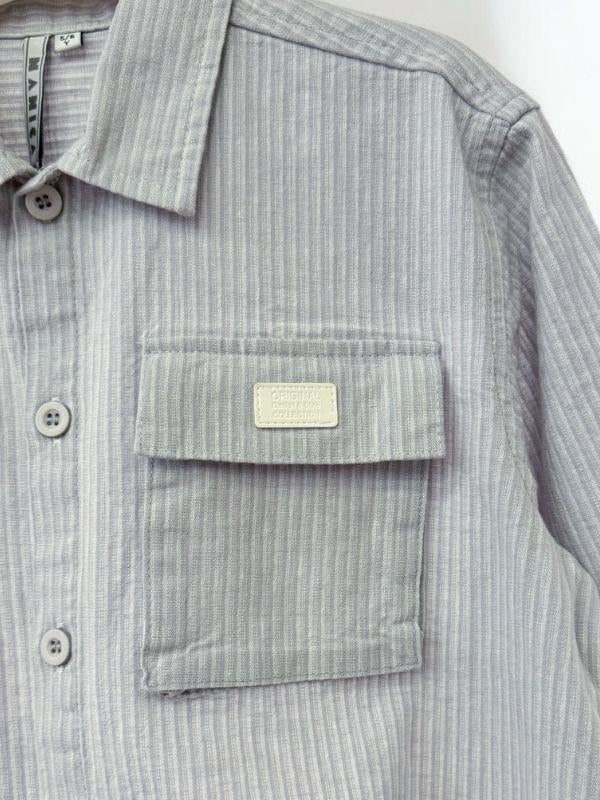 Erkek Çocuk Yazlık Çizgili Cep Detaylı Gömlek