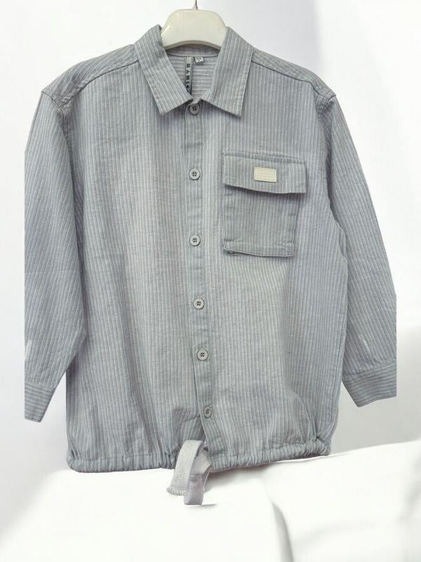 Erkek Çocuk Yazlık Çizgili Cep Detaylı Gömlek