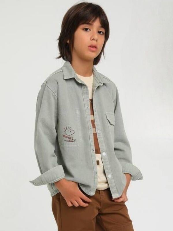 Erkek Çocuk Yeşil Sırtı Baskılı Ceket