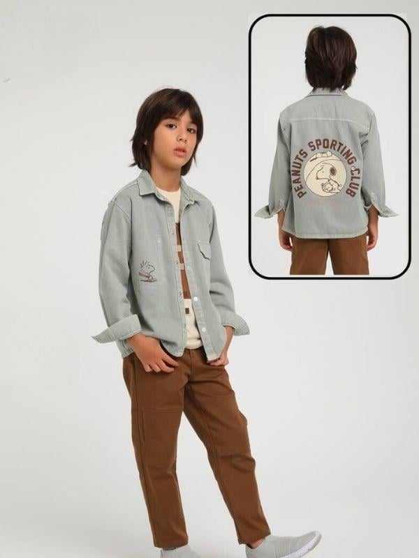 Erkek Çocuk Yeşil Sırtı Baskılı Ceket