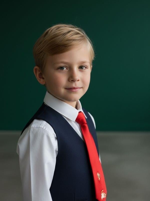 Erkek Çocuk Yılbaşı Temalı Charm İşlemeli Kravat