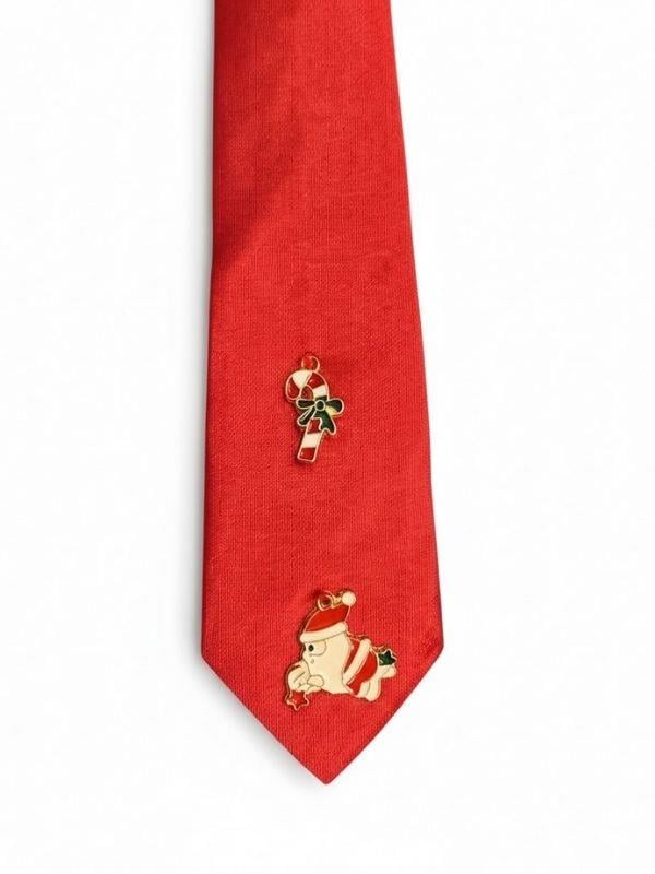 Erkek Çocuk Yılbaşı Temalı Charm İşlemeli Kravat
