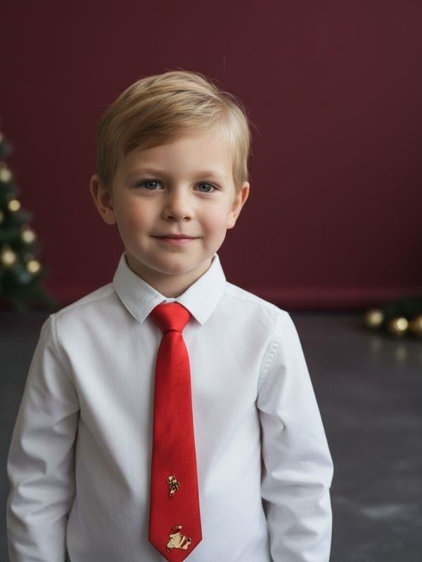 Erkek Çocuk Yılbaşı Temalı Charm İşlemeli Kravat