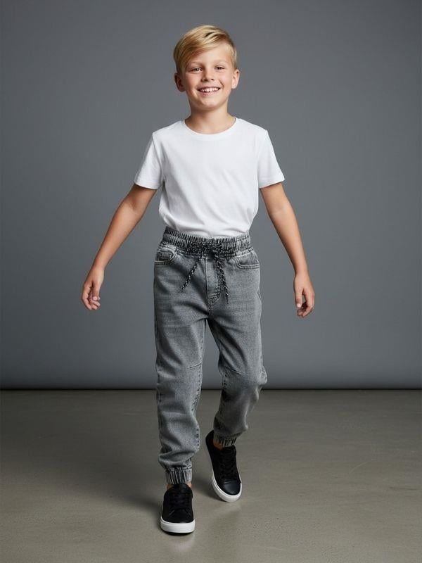 Erkek Çocuk Yumuşak Dokulu Beli Paçası Lastikli Kot Pantolon