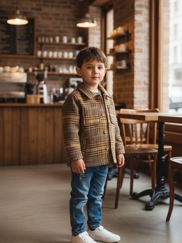 Erkek Çocuk Yumuşak Dokulu Ekose Oduncu Ceket