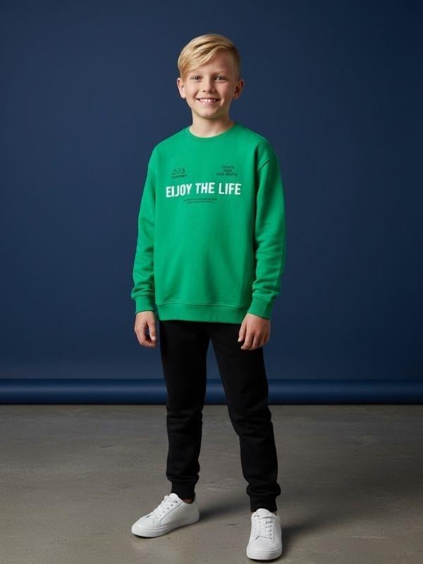 Erkek Çocuk Yumuşak Dokulu Enjoy The Life Yazılı Eşofman Takım