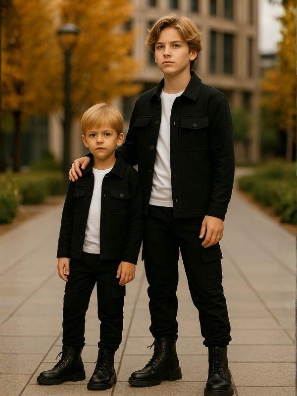 Erkek Çocuk Yumuşak Dokulu Kapitone Kumaş Tasarım Pantolonlu Takım