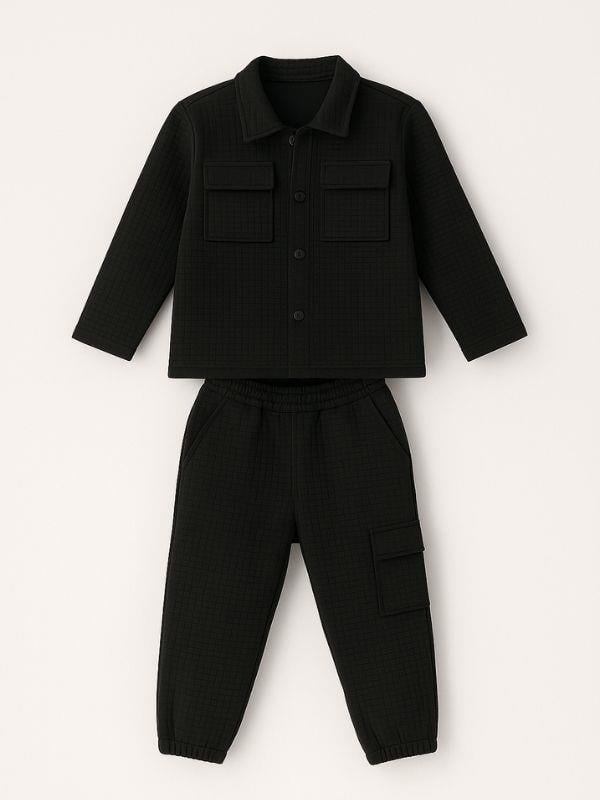 Erkek Çocuk Yumuşak Dokulu Kapitone Kumaş Tasarım Pantolonlu Takım