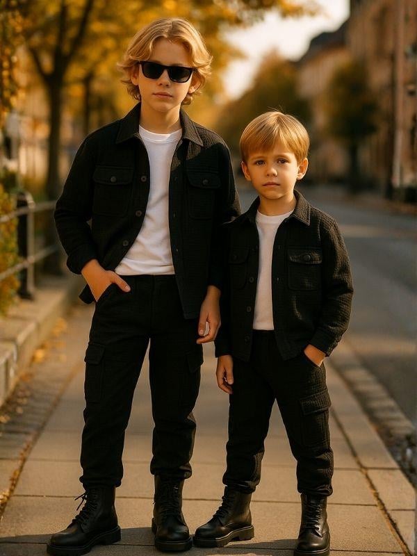 Erkek Çocuk Yumuşak Dokulu Kapitone Kumaş Tasarım Pantolonlu Takım