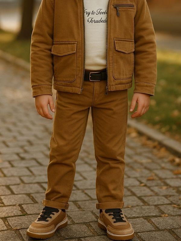 Erkek Çocuk Yumuşak Dokulu Kemerli Kanvas Pantolon