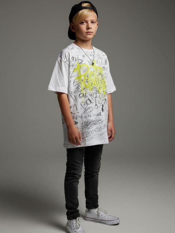 Erkek ÇocuYazı Baskılı Oversize T-shirt