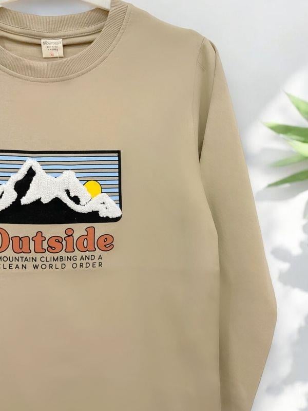Erkek Dağ Baskılı Sweatshirt