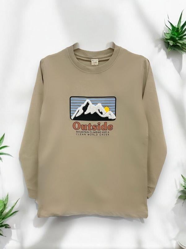 Erkek Dağ Baskılı Sweatshirt