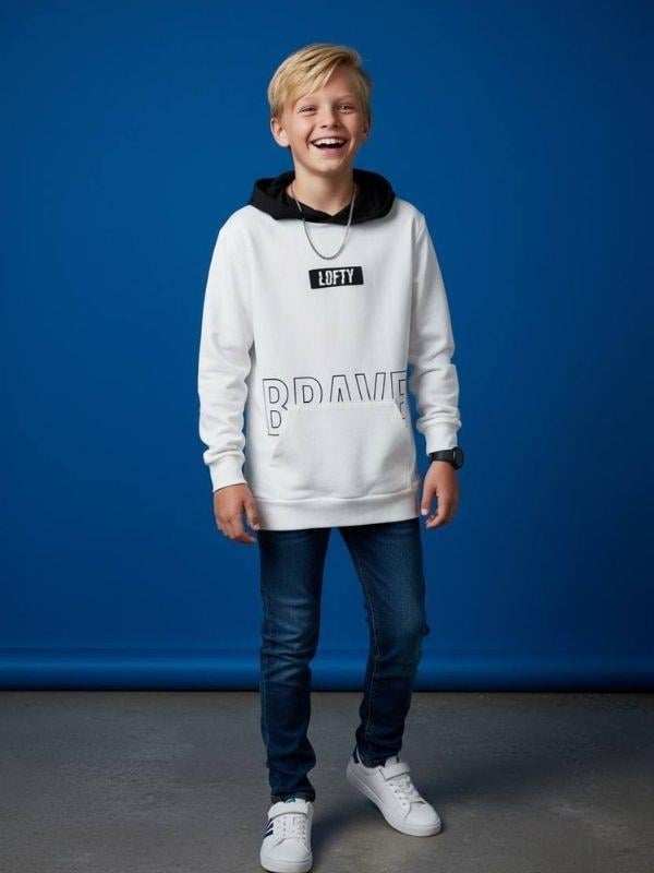 Erkek Kapüşonlu Lofty Yazılı Sweatshirt