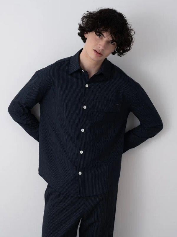 Erkek Teenage Oversize Çizgili Gömlek Pantolon Takım