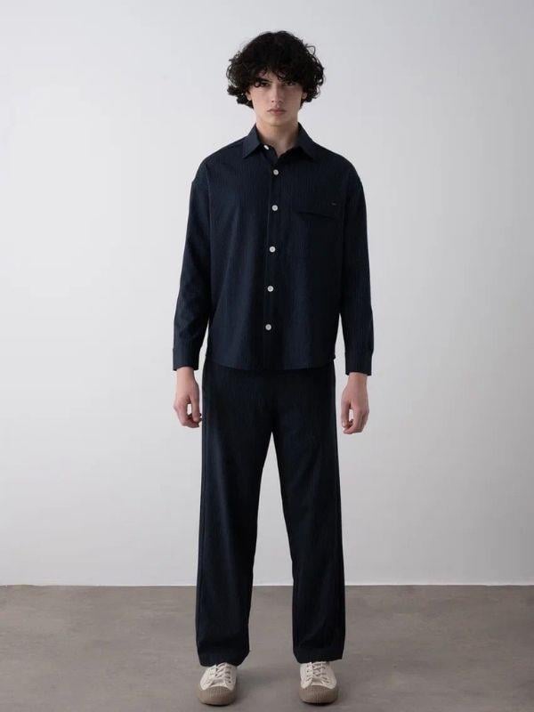 Erkek Teenage Oversize Çizgili Gömlek Pantolon Takım